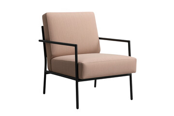 Obraz premium Modern Blush Upholstered Armchair with Black Frame