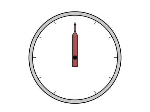 12時を示すアナログ時計のイラストアイコン素材	