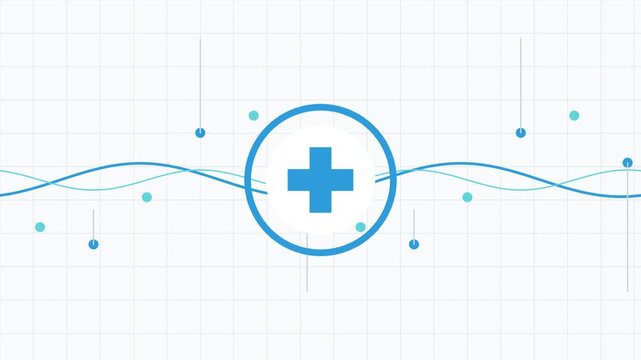 Medical pulse icons moving across a clean white grid