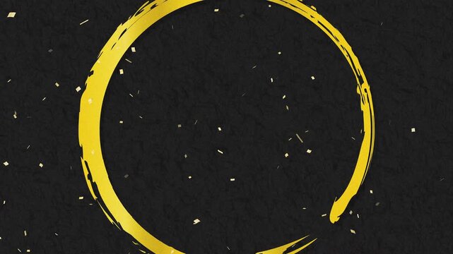 brush circle thin01 gold confetti gold fall pattern01 loop （japanese paper pattern black background）