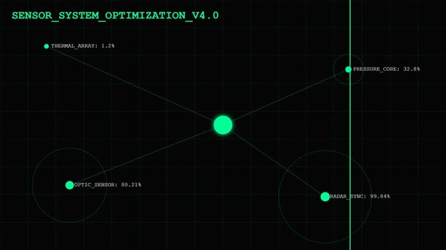 Futuristic digital interface showing sensor system optimization