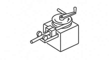 Fototapeta premium Isometric line art illustration of manual wire bending machine tool