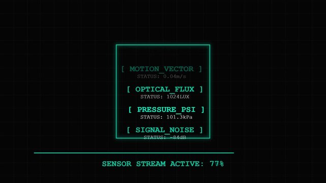 Futuristic cyan hud interface displaying multiple sensor data streams