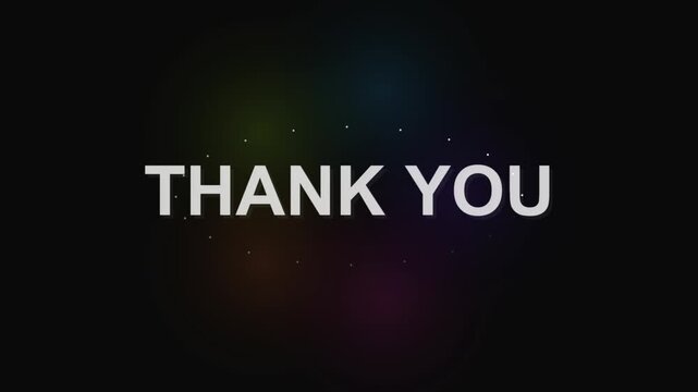 Thank you text message on dark background with light bokeh