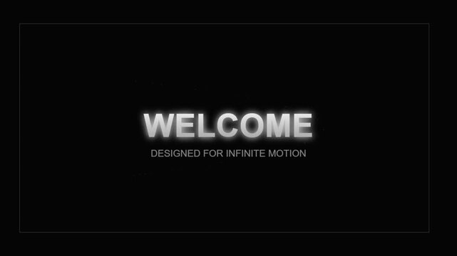 Glistening white welcome typography on black