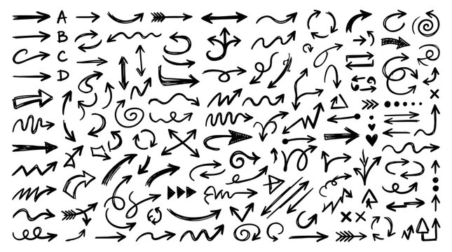 hand drawn arrow collection design elements vector set