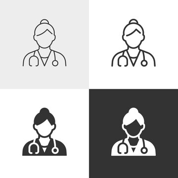 Doctor vector icon in outline and solid styles, Editable stroke.