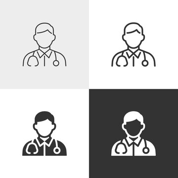 Doctor vector icon in outline and solid styles, Editable stroke.