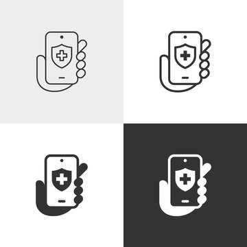 Medical insurance vector icon in outline and solid styles, Editable stroke.
