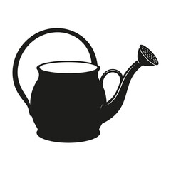 Halloween, Vintage watering can vector silhouette, antique metal garden sprinkler icon, classic gardening tool for plant care and horticulture branding isolated on White Background © ARPITA