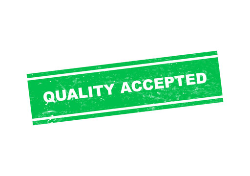 Green quality accepted stamp with white text isolated on transparent background