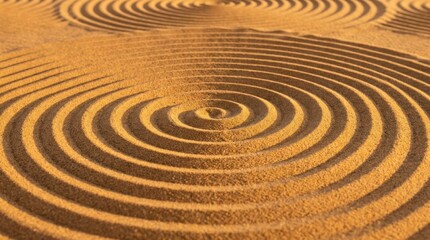 Naklejka premium Closeup of sand ripples forming a calming spiral pattern on beach