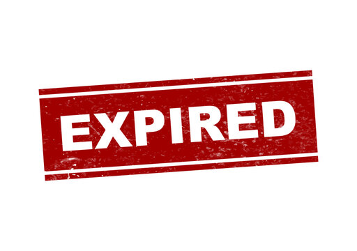 Red expired stamp badge with bold text isolated on transparent background