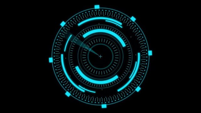 sci fi circular hud display with rotating digital interface elements