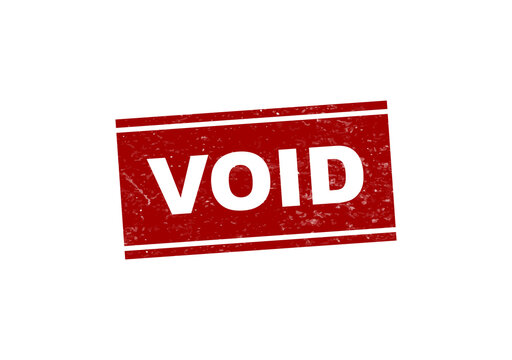 Red void stamp with bold white text isolated on transparent background