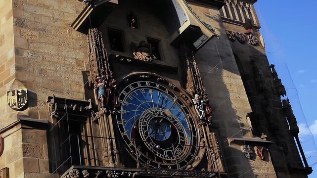 Prague Astronomical Clock With Moving Figures And Statues On Historic Tower - 4K