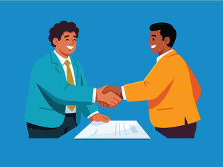 Fototapeta premium Two businessmen shaking hands over contract deal