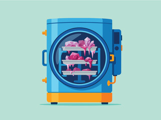 Fototapeta premium Blue Flower Delivery Truck With Fresh Blooms