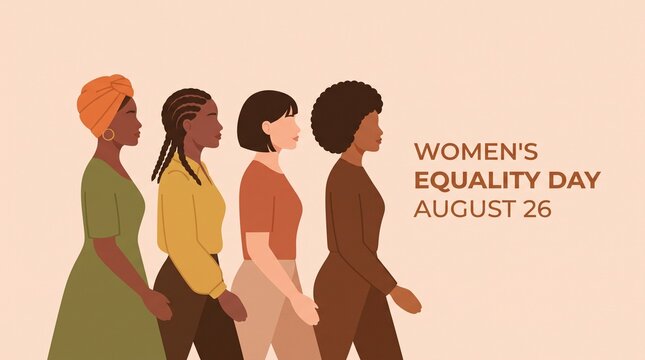 Four women walking together celebrating women's equality day