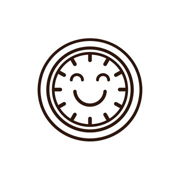 Minimalist circular face icon with neutral expression.