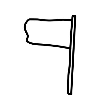 Space Astronomy science flag on moon Hand drawn Organic line doodle