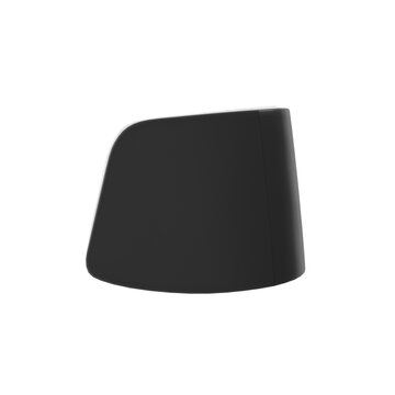 Modern black cylindrical stool with rounded edges on a white background