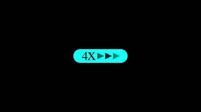 Cyan fast forward playback button icon with 4x speed label