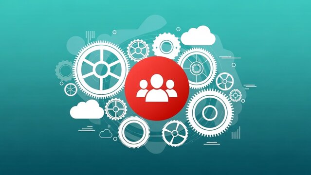 Collaboration and teamwork with gears and cogs