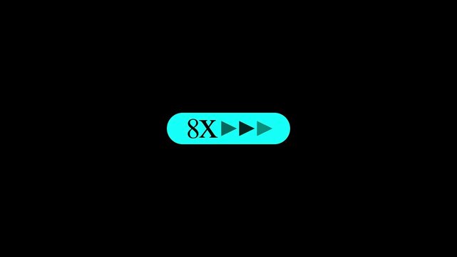 Cyan 8x speed button icon with fast forward arrows