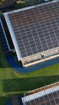 Solar Energy Research Facility with Rooftop and Ground-Mounted Photovoltaic Panels in Florian&oacute;polis, Brazil. Aerial View.