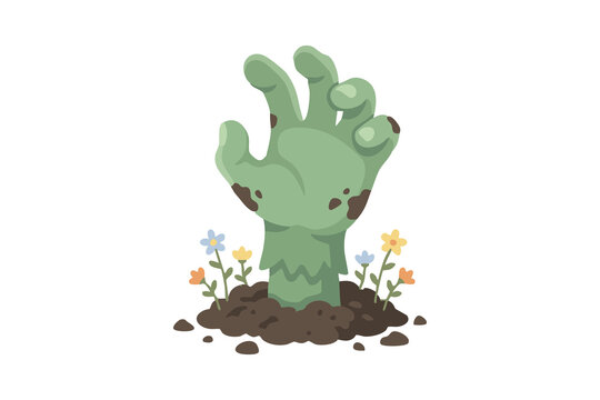 Zombie Hand Emerging from Ground