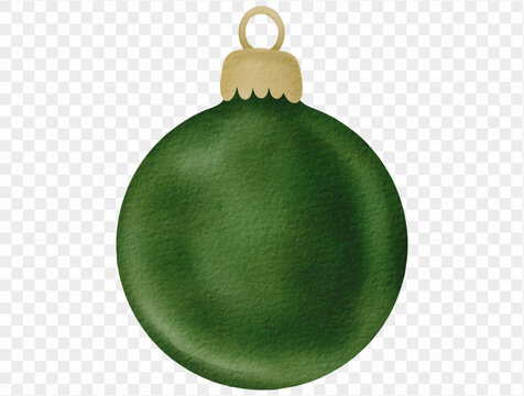 Green vintage Christmas ornament watercolor festive decoration Vector.
