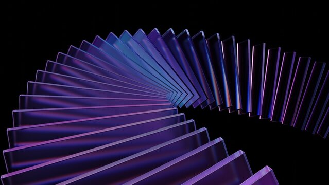 Futuristic background showing clear reflections on an abstract glass structure with a transparent geometric pattern, 3d render.