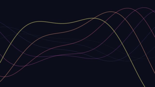 Abstract Motion Graphic Background With Glowing Wavy Sine Wave Lines In Multi Colored Gradients