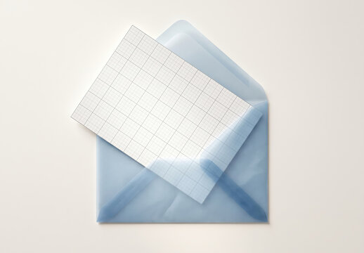 Card Emerging from Vellum Envelope Mockup