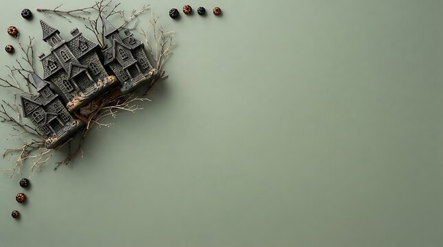 Top view of a silver crown decorated with crystals isolated on a soft sage green background
