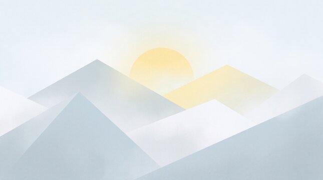 Minimalist Geometric Mountain Landscape at Sunrise