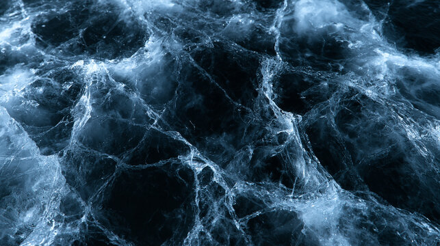 Abstract Frozen Ice Texture with Deep Blue Cracks