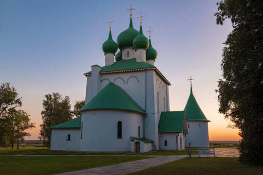 The Church of St. Sergius of Radonezh (1913-1917, designed by Shchusev) on Kulikovo Field on a July evening. Tula Oblast, Russia