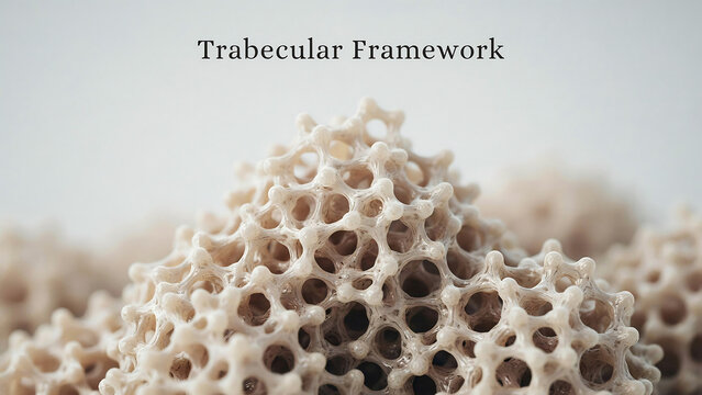 Microscopic view of a complex trabecular bone structure framework