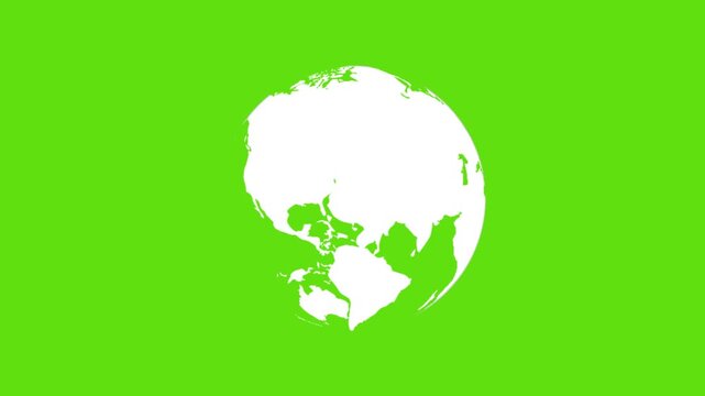 Seamless rotating earth globe on Green Screen Background