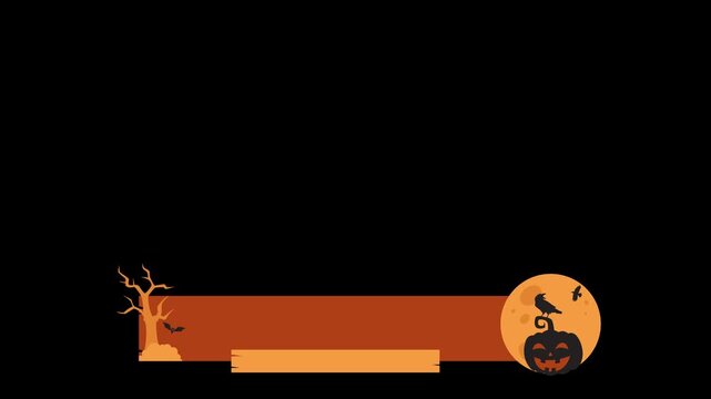 Halloween overlay with copy space bar and scary object for program television and stream channel