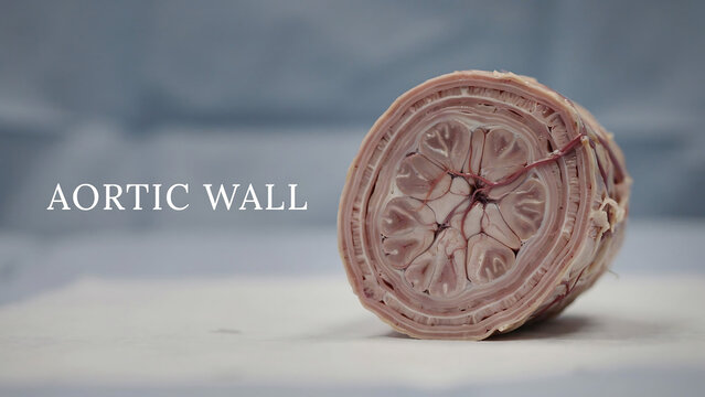 Crosssection view of a healthy mammalian aortic vessel wall