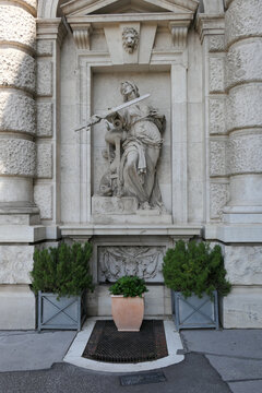 Phaedra sculpture on the historic Burgtheater in Vienna, Austria.