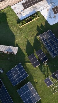 Solar Energy Technology Center with Rooftop Solar Panels, Ground-Mounted Arrays and Photovoltaic Research Systems in Florian&oacute;polis, Brazil. Aerial View.