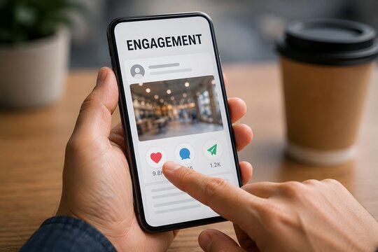 A person using a smartphone to check social media engagement, symbolizing the modern digital communication.