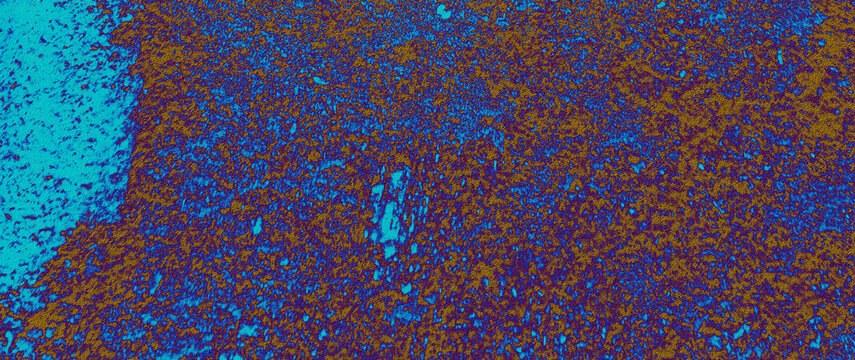 Abstract Vibrant Blue Orange Thermal Cyanotype Grunge Concrete Wall Texture Background