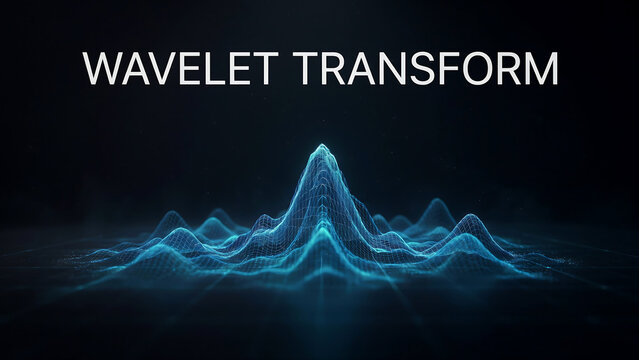 Abstract digital blue wave pattern representing wavelet transform concept
