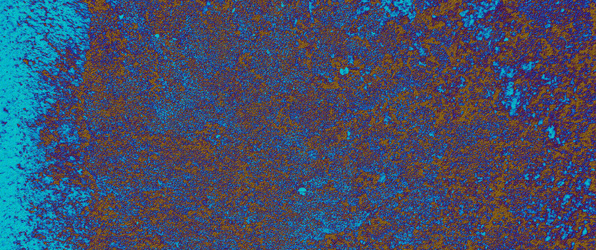 Abstract Vibrant Blue Orange Thermal Cyanotype Grunge Concrete Wall Texture Background