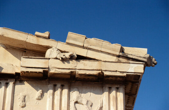 Parthenon Right Pediment Corner with Horse Head and Lion Waterspout